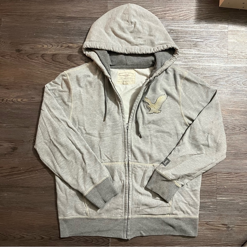 American Eagle Outfitters Tan Zip-Up Hoodie
